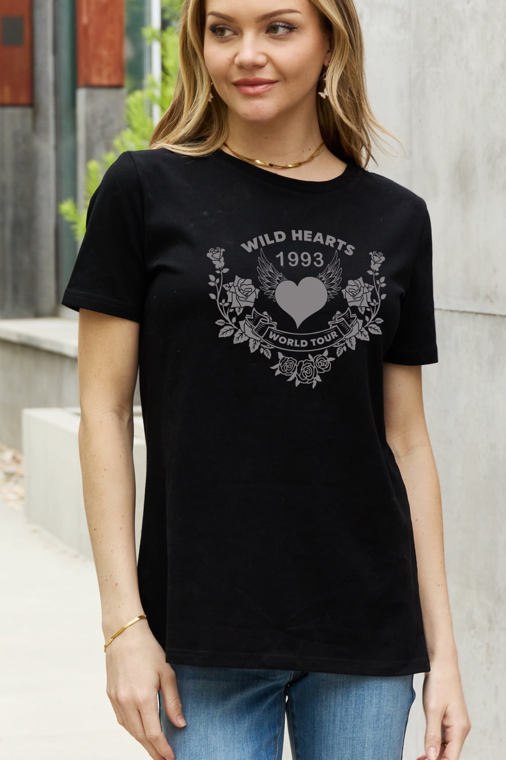 Simply Love Full Size WILD HEARTS 1993 WORLD TOUR Graphic Cotton Tee