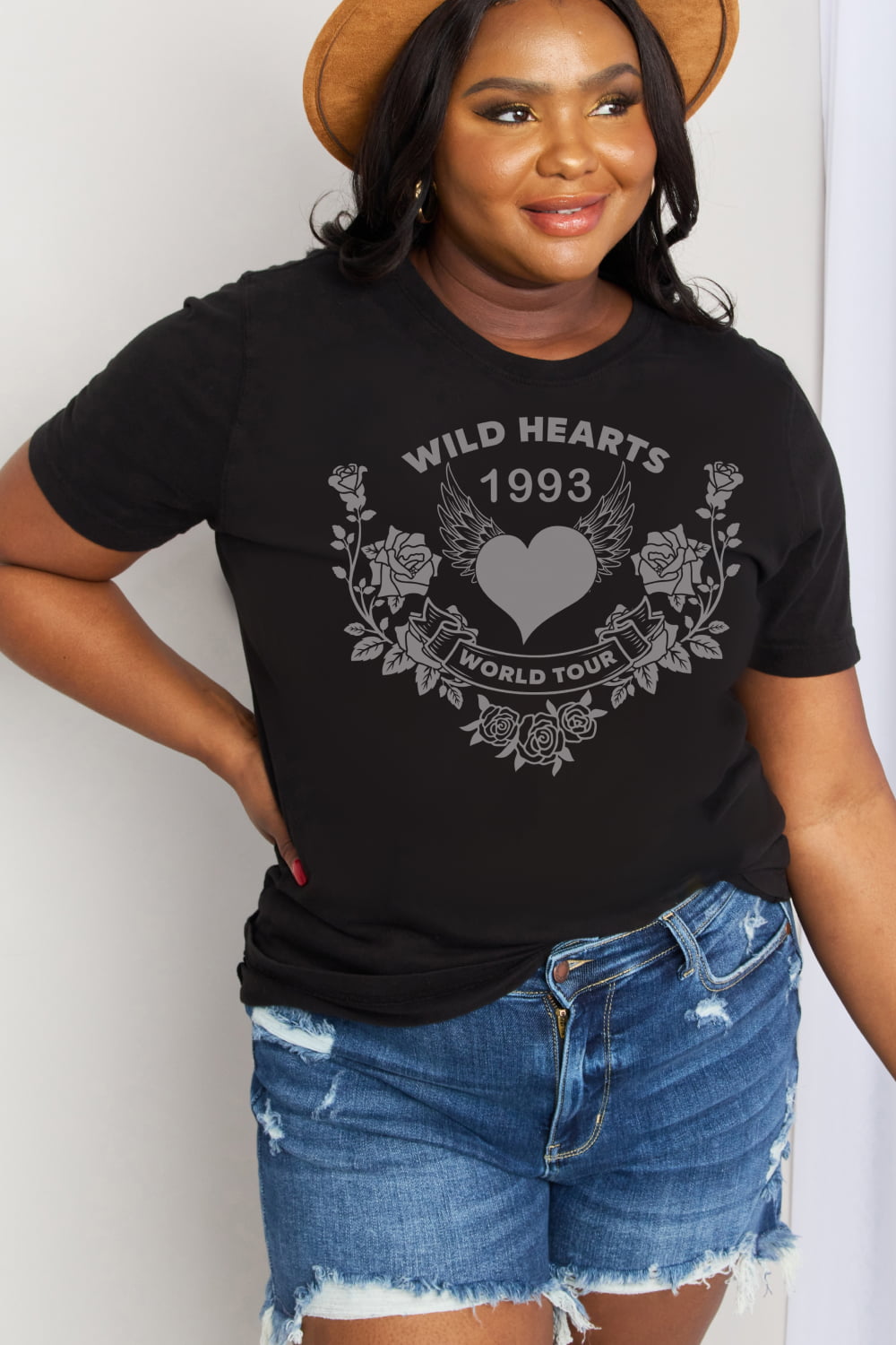 Simply Love Full Size WILD HEARTS 1993 WORLD TOUR Graphic Cotton Tee