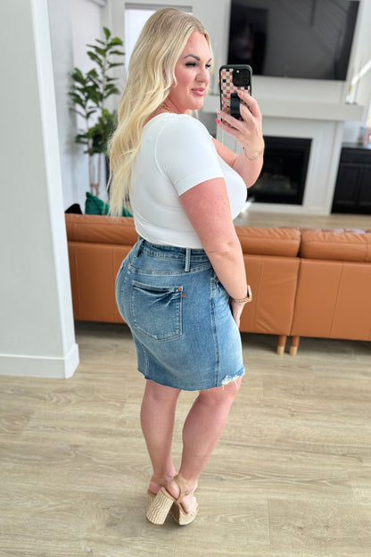 Judy Blue Carol High Rise Rigid Magic Denim Skirt